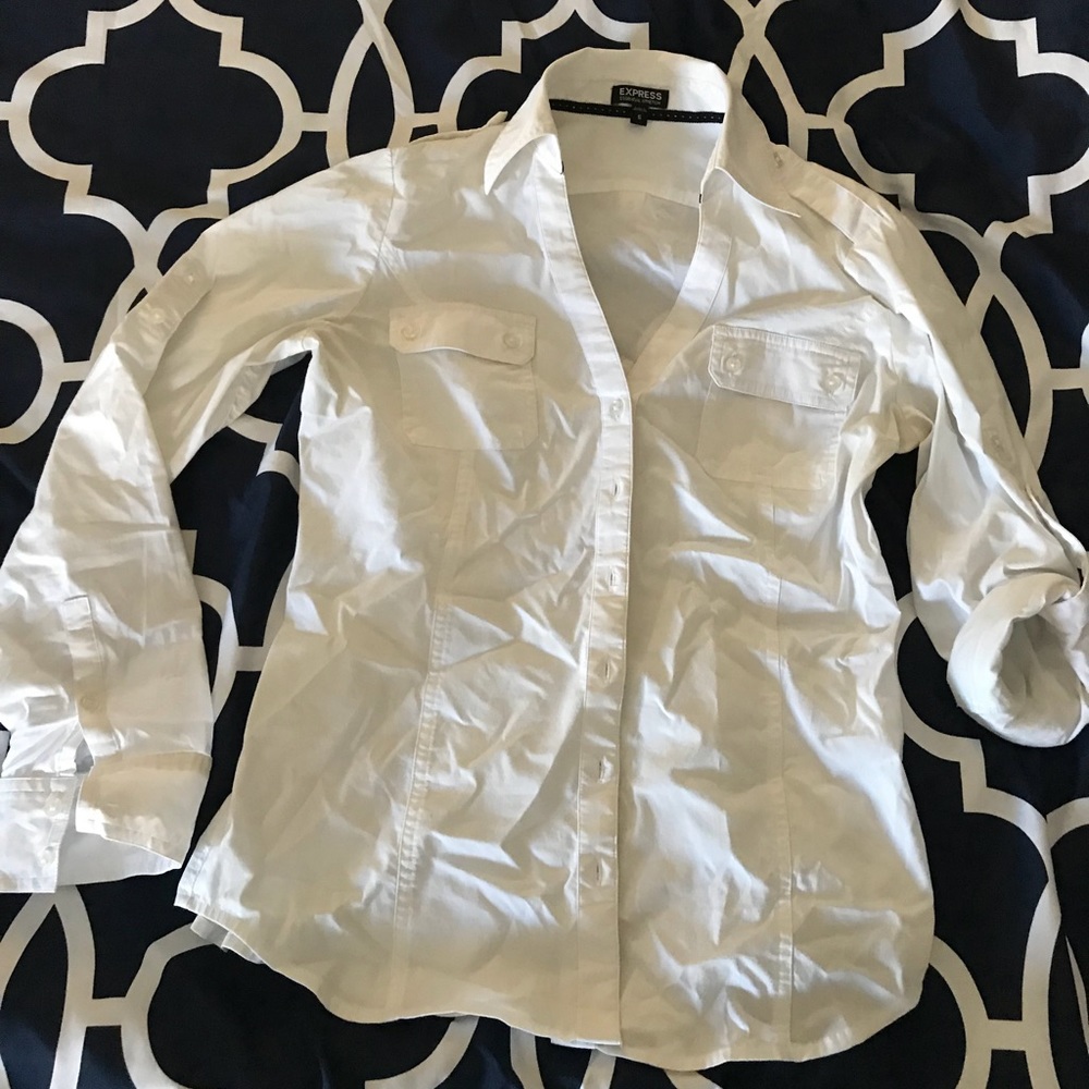 White Express Button Down Small